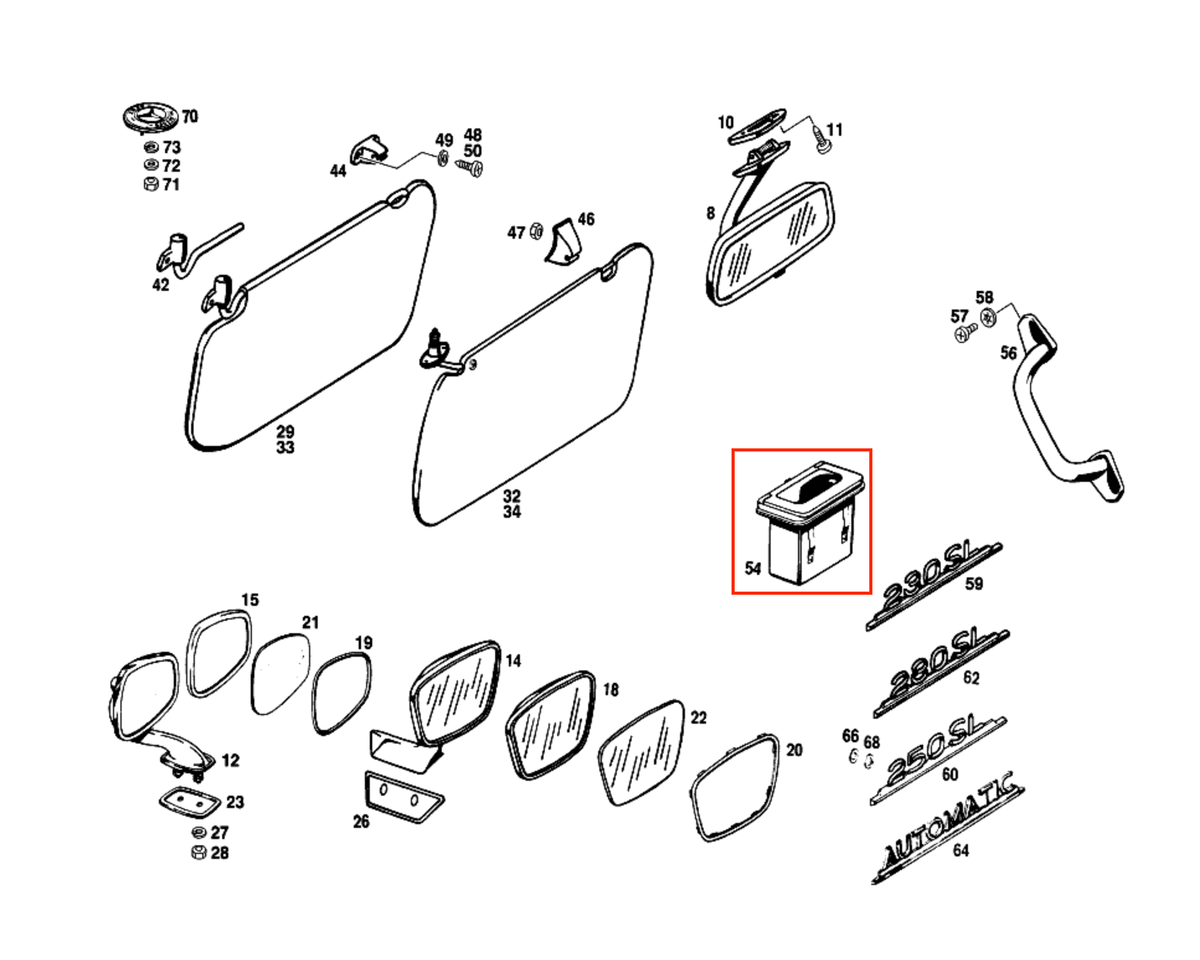 Mercedes-Benz Pagoda Aschenbecher mit Kunstleder W113 – A1138100030 – Ansicht 4
