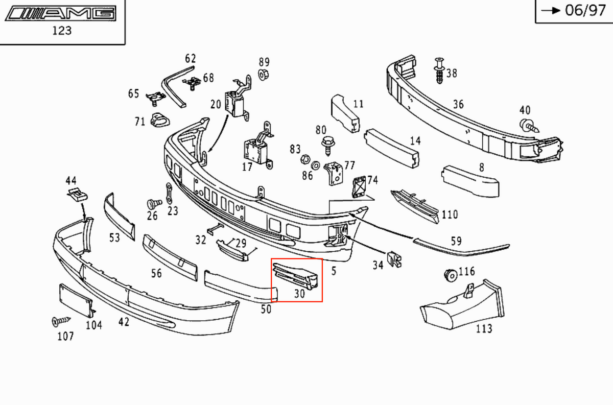 Mercedes-Benz W202 C36 AMG Abschlepphaken Frontstoßstange – Ansicht 4