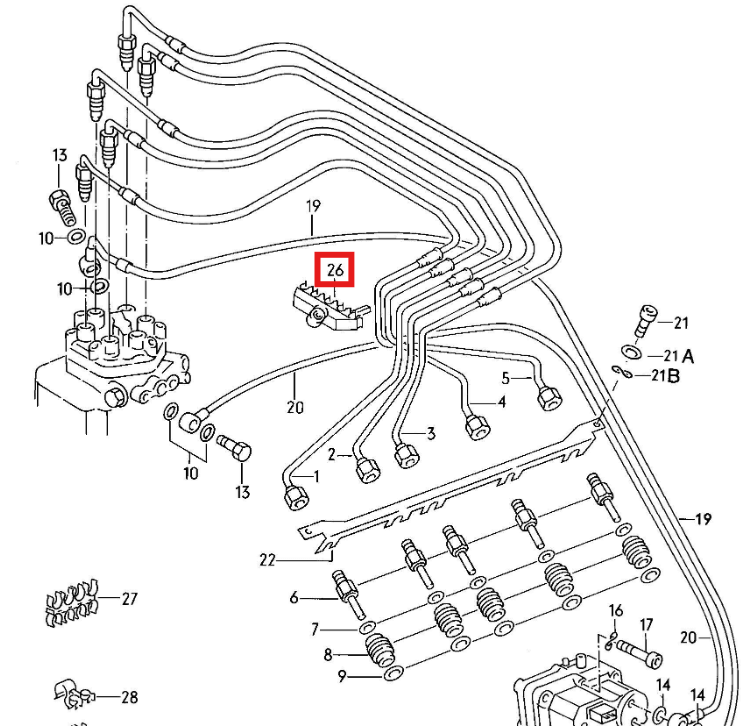 Audi Einspritzdüsen-Halter 80 100 Coupe Quattro NEU – Ansicht 4