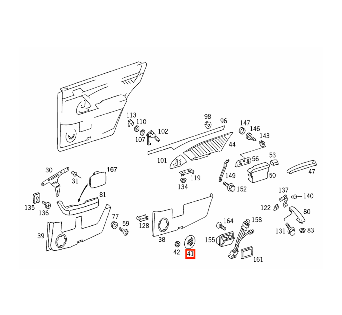 Mercedes-Benz Lautsprecherabdeckung Türverkleidung hinten W140 NEU – A1407371188 – Ansicht 4