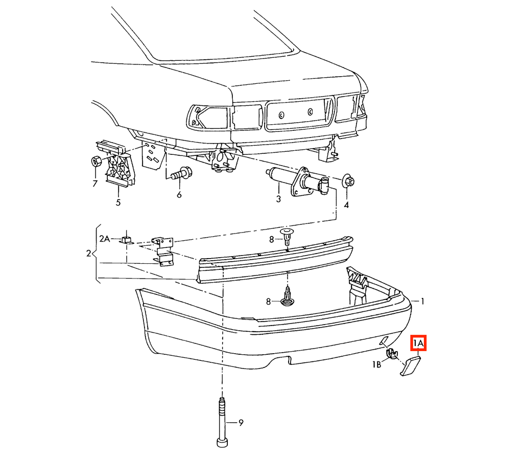 Audi Abschleppösenabdeckung Stoßstange hinten A8 D2 NEU – Ansicht 5