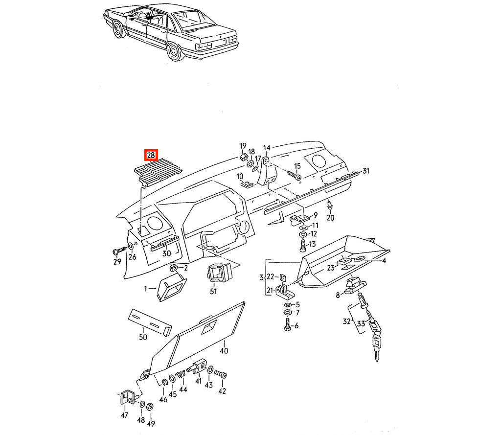 Audi Lautsprecherabdeckung Armaturenbrett mit Luftdüse 100 200 5000 C3 NEU – Ansicht 4