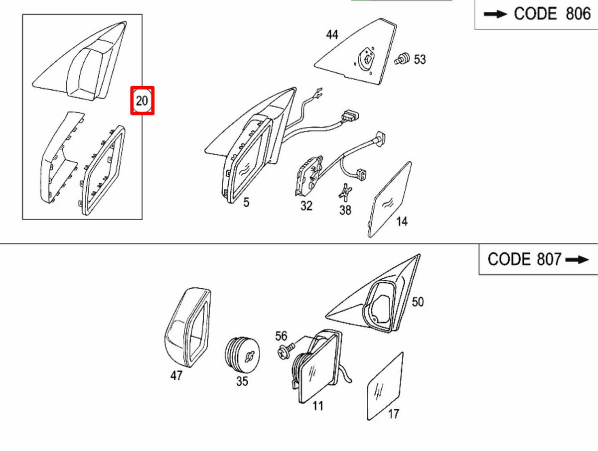 Mercedes-Benz Spiegelgehäuse 3er-Satz SL R129 Grundiert – A1298110260 – Ansicht 6