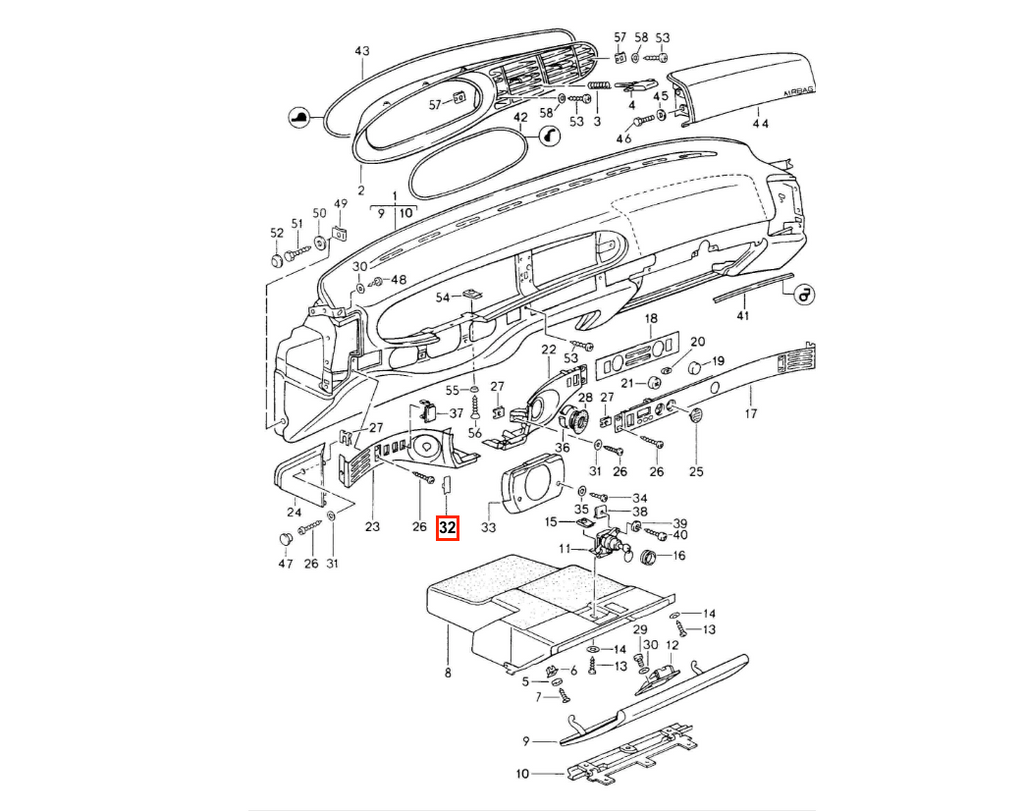 Porsche 944 968 Schalterblende Schwarz – Ansicht 4
