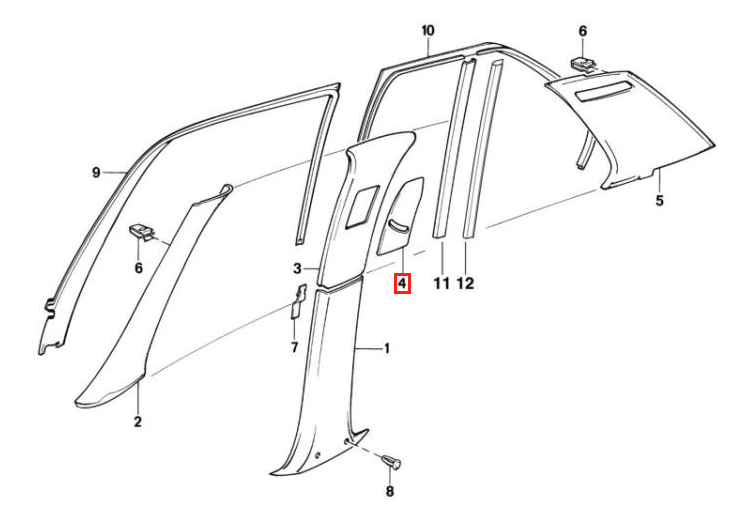 BMW E32 Sicherheitsgurt Schieber und Abdeckung li. od. re. – Ansicht 14