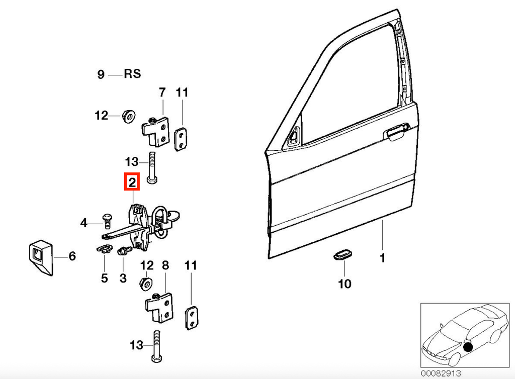 BMW Türfangband vorne E36 NEU – Ansicht 2