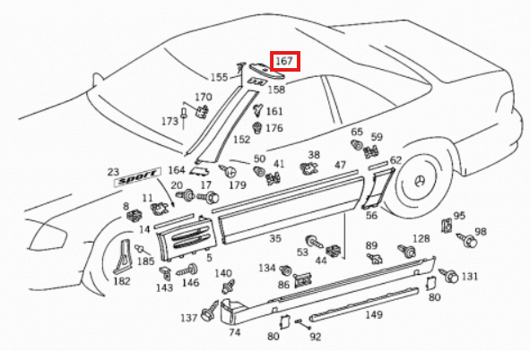 Mercedes-Benz A-Säule Verkleidung oben Schwarz R129 – A1296900127 – Ansicht 4