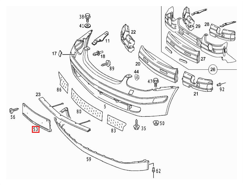 Mercedes-Benz Kennzeichen-Zierleiste R170 SLK NEU – A1708850081 – Ansicht 4