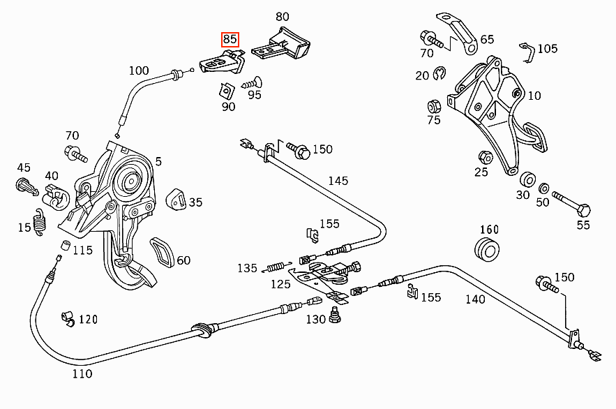 Mercedes-Benz R129 Handbremse Entriegelung Führung Links- oder Rechtslenker – A1294201077 – Ansicht 6