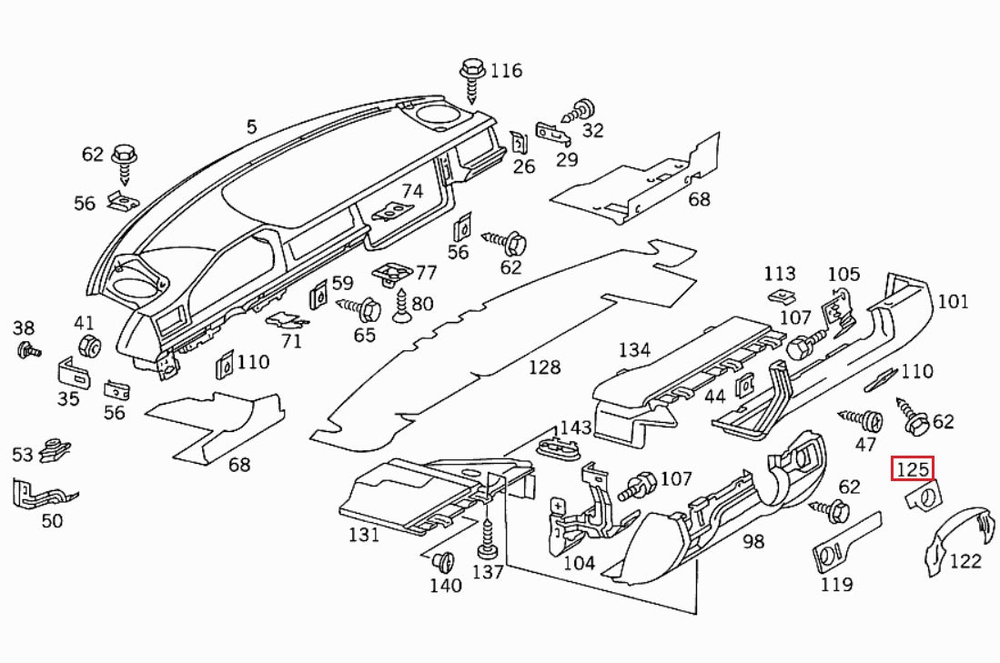 Mercedes-Benz diverse Modelle Zündung Ring Abdeckung Links- oder Rechtslenker – A1246800065 – Ansicht 3