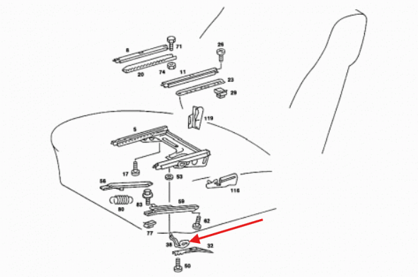 Mercedes-Benz Sitzverstellhebel Reparatur-Satz W114 W115 W116 W123 NEU – A1169100271 – Ansicht 4