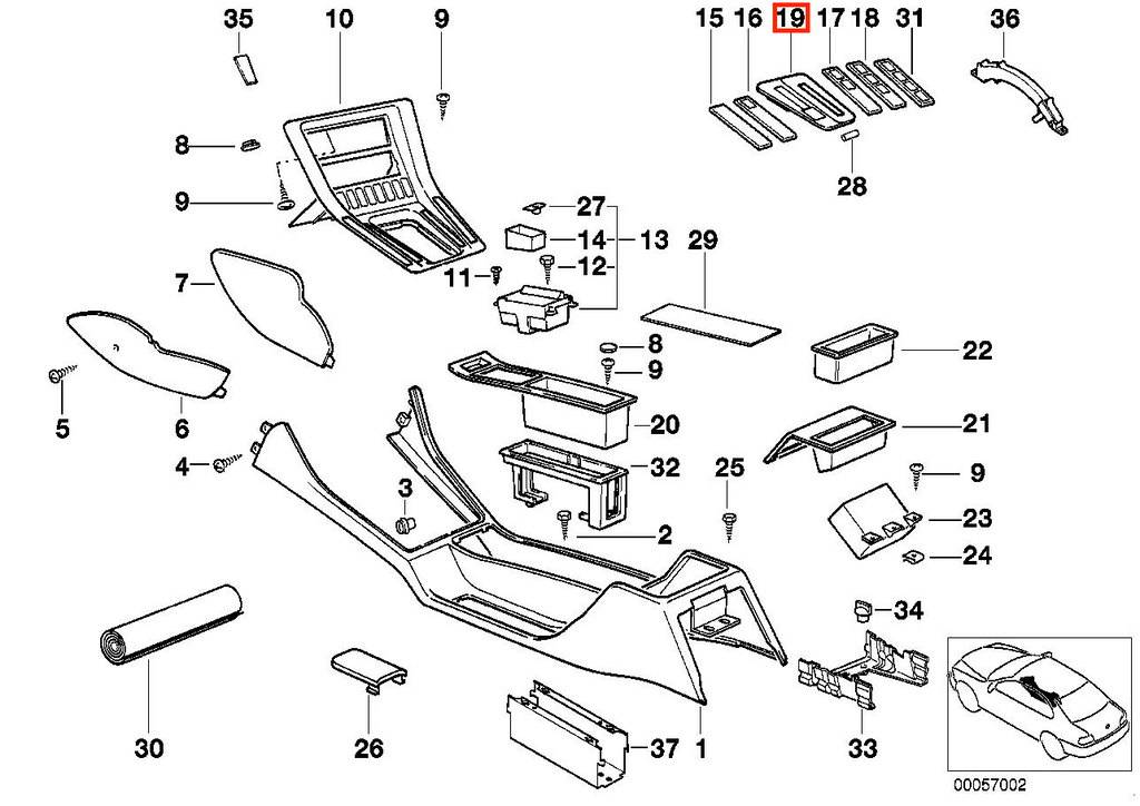 BMW E31 Zahnrad Hebel Abdeckung Vorwahl Steptronic Schwarz – Ansicht 4
