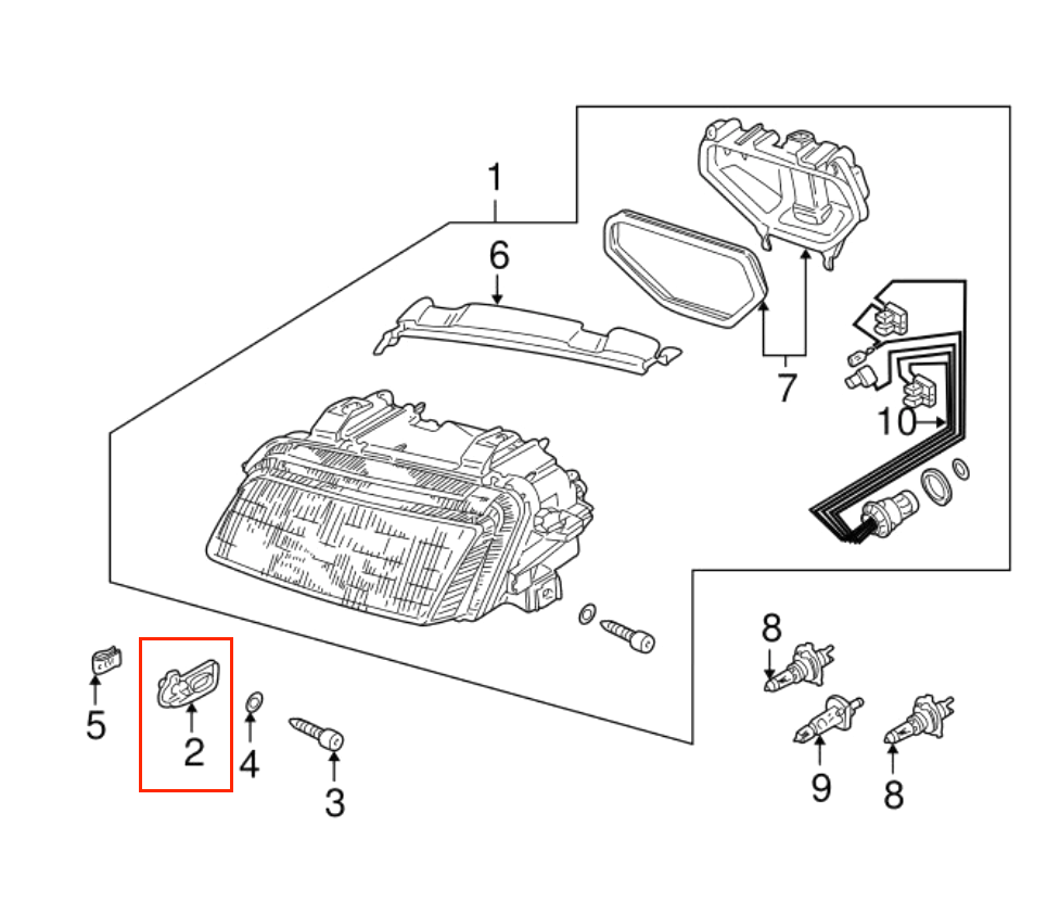 Audi A4 Halte- Platte Scheinwerfer Halter Halterung li. od. re. Schwarz – Ansicht 4