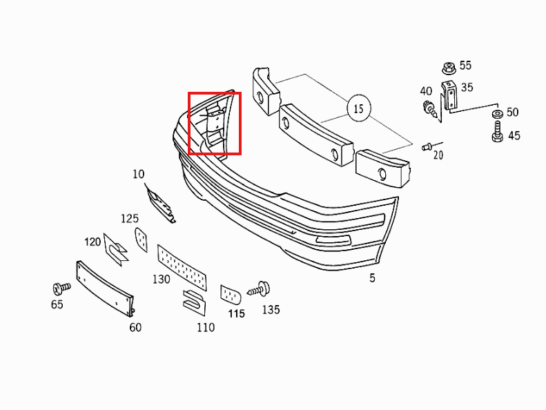 Mercedes-Benz Frontstoßstange Halterung Schwarz R129 – A1298800314 – Ansicht 4