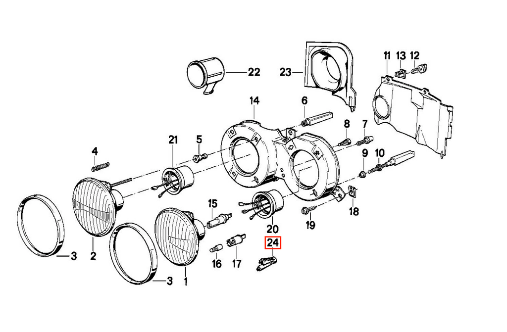 BMW E23 E24 E28 E30 Scheinwerfer Zwischenstücke Set (2 Stück) – Ansicht 3