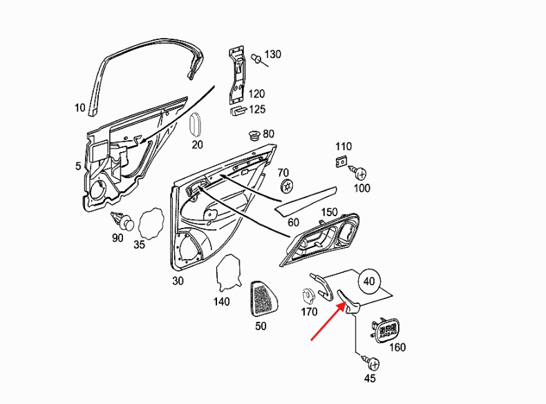 Mercedes-Benz Türverkleidung Griff Abdeckung W203 – A2038101751 – Ansicht 4