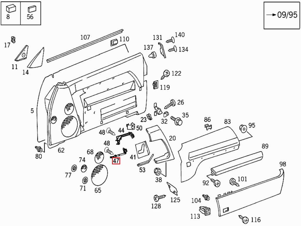 Mercedes-Benz R129 Tür Sitz Bedienung unten Rahmen Halterung li. od. re. Schwarz – A1297270311 – Ansicht 3
