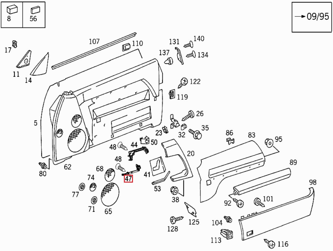 Mercedes-Benz R129 Tür Sitz Bedienung unten Rahmen Halterung li. od. re. Schwarz – A1297270311 – Ansicht 3