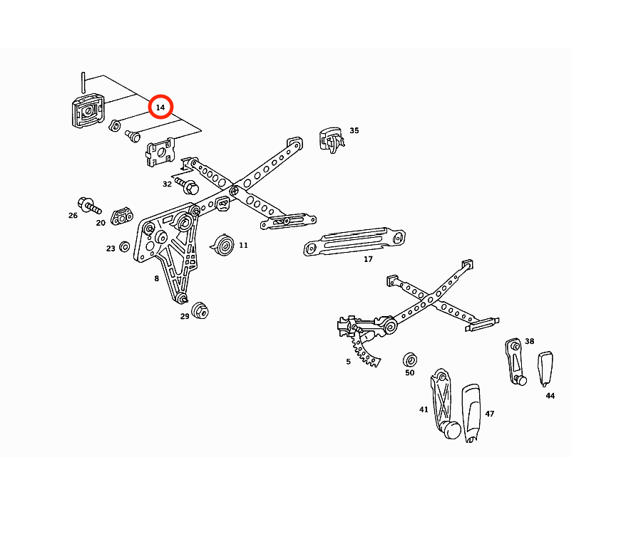 Mercedes-Benz W126 Fenster Schiebe- Klaue Clip Regler Halter Buchse Set von 4 – A1267200142 – Ansicht 2
