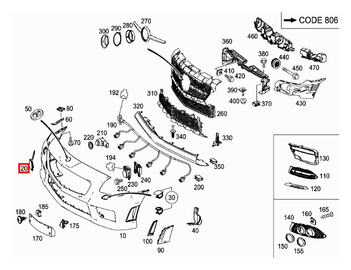 Mercedes-Benz Abschleppösen-Kappe Frontstoßstange R172 – A1728850023 – Ansicht 4