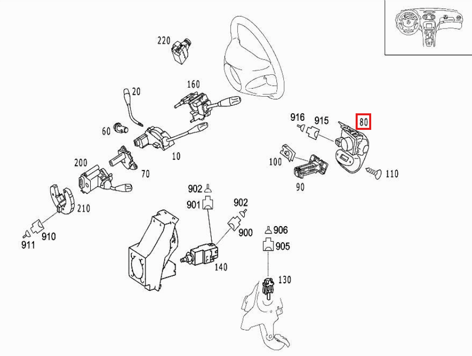 Mercedes-Benz Scheinwerferschalter-Halterung R230 – A2305450104 – Ansicht 3