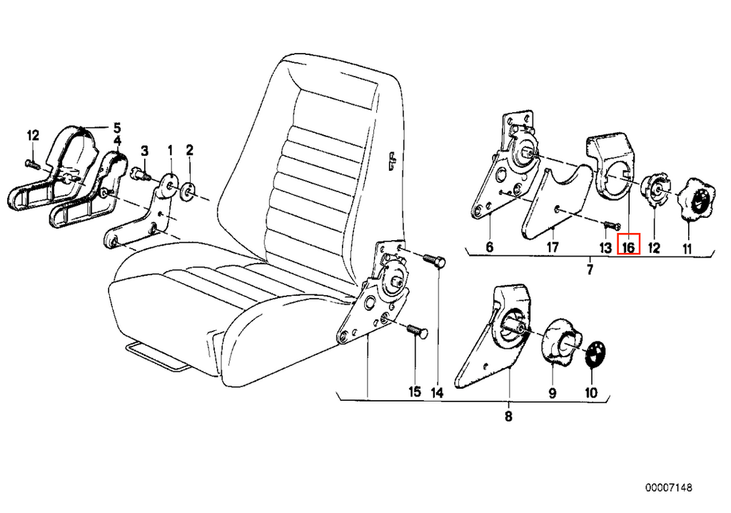 BMW E23 E24 E28 Recaro BMW oben Scharnier Abdeckung li. od. re. Schwarz – Ansicht 3