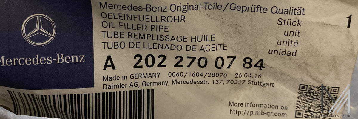 Mercedes-Benz W202 Öleinfüllrohr NOS – A2022700784 – Ansicht 2