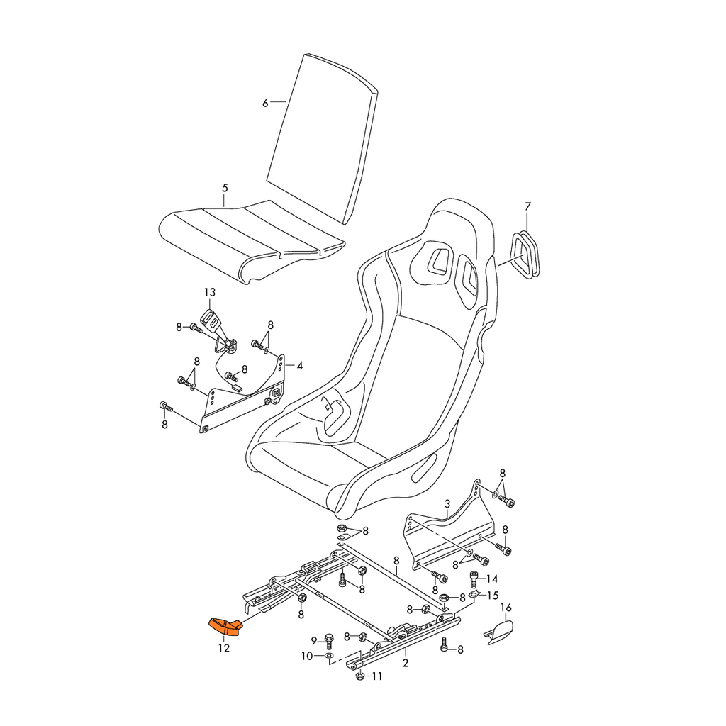 Audi A3 TT Vorne Sitz Verstellung Griff Hebel Set li. u. re. Schwarz – Ansicht 4