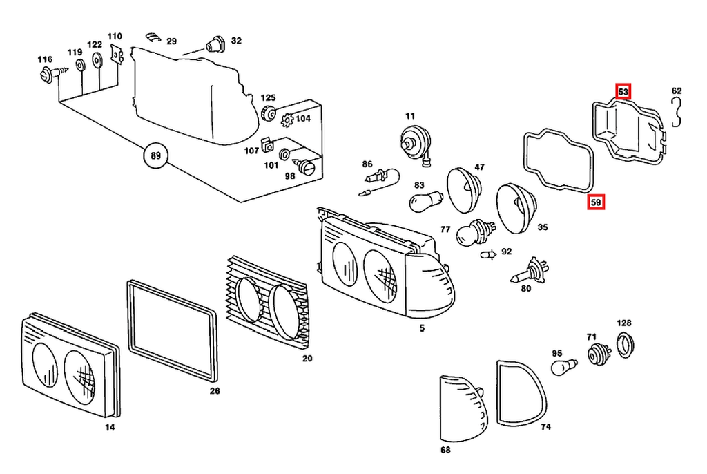 Mercedes-Benz Scheinwerfer-Abdeckung mit Dichtung W123 – A0008261024 – Ansicht 5