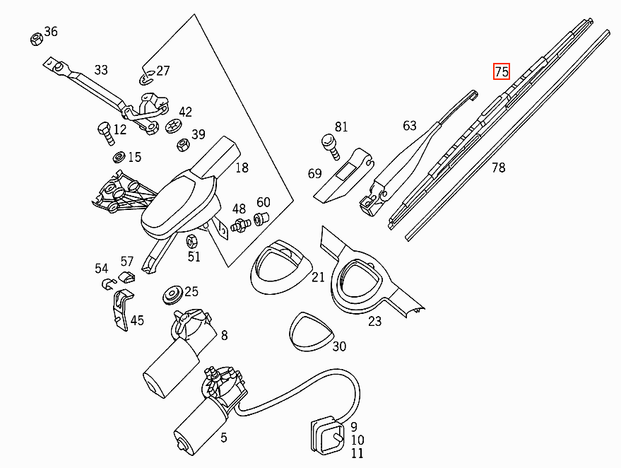 Mercedes-Benz diverse Modelle BOSCH Wischer Blade für Mercedes Models – A1248201145 – Ansicht 3