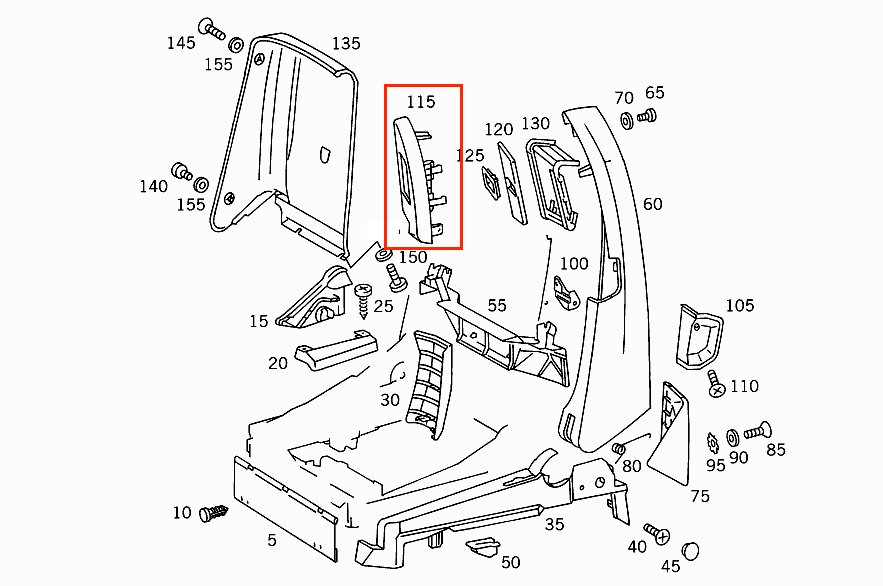 Mercedes-Benz R129 Innenraum Sicherheitsgurt Auslass Halterung Abdeckung – A1299100539 – Ansicht 6