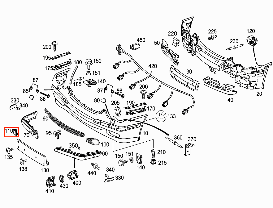 Mercedes-Benz W203 Vorne Abschlepphaken Abdeckung Grundiert – A2038850626 – Ansicht 5