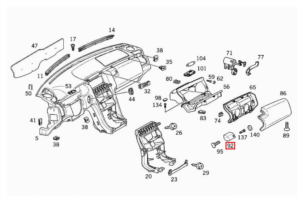 Mercedes-Benz Handschuhfach-Schloss Verschluss W210 – A2106800184 – Ansicht 6