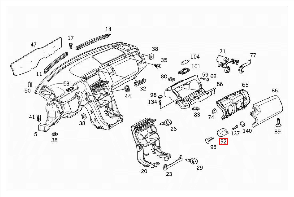 Mercedes-Benz Handschuhfach-Schloss Verschluss W210 – A2106800184 – Ansicht 6
