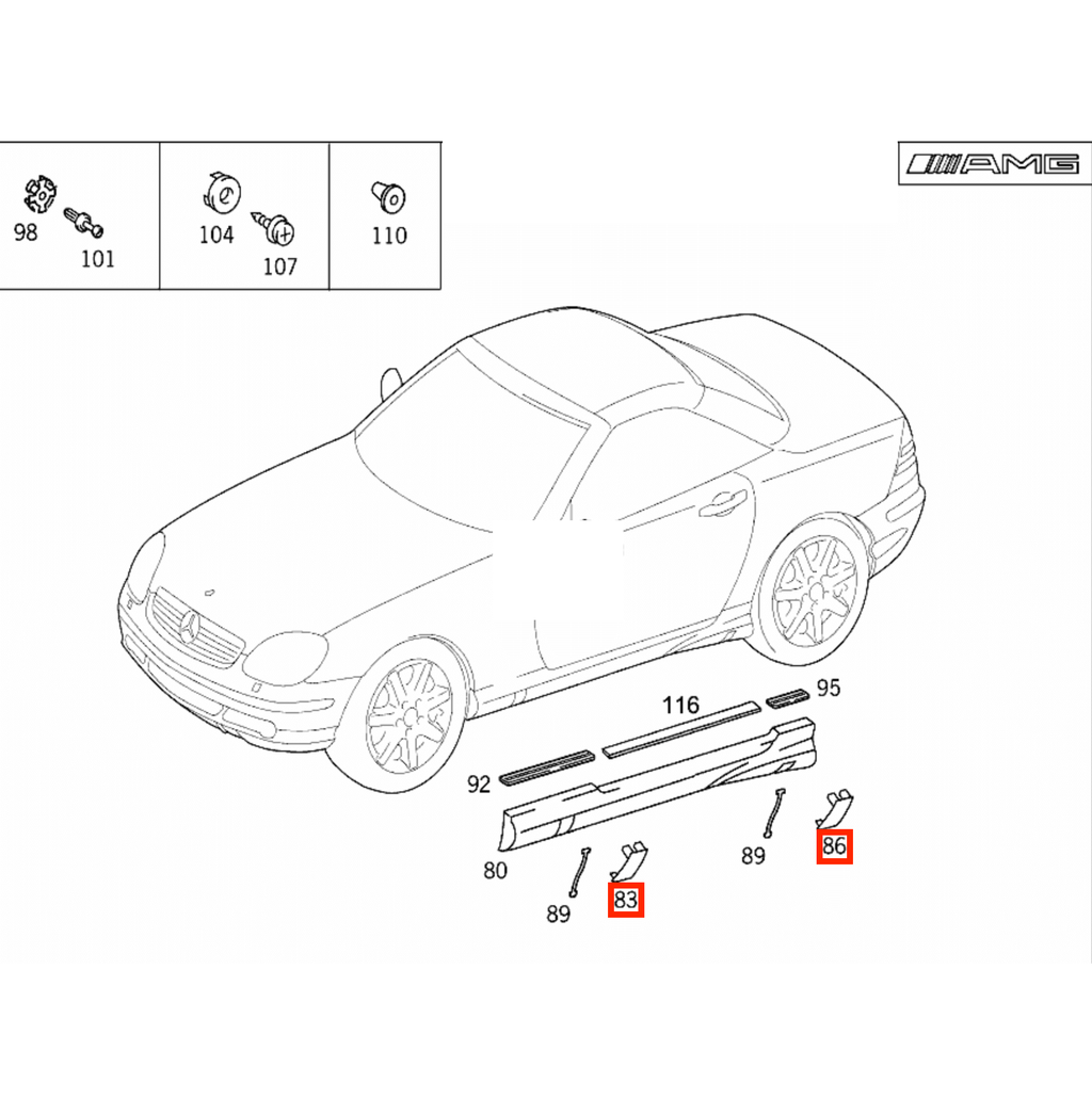 Mercedes-Benz Wagenheber-Aufnahme Abdeckung AMG R170 SLK Grundiert – Ansicht 4