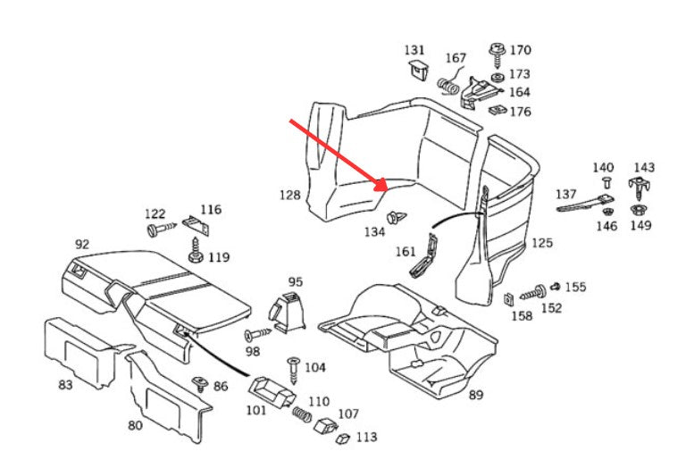 Mercedes-Benz R129 Kunststoff Zierleiste From hinten Teppich Verkleidung li. – A1296920100 – Ansicht 4