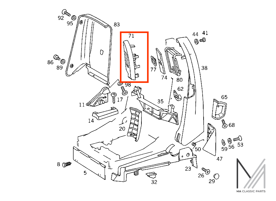 Mercedes-Benz R129 SL Abdeckung Gurtauslass Wurzelholz Leder NEU – A1299100739 – Ansicht 6