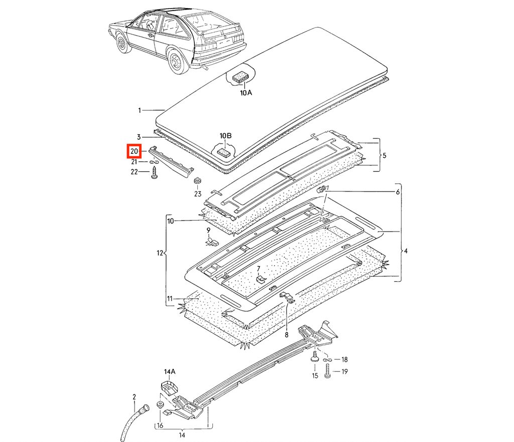 Audi Schiebedach-Verkleidung 80 100 200 V8 VW Golf Passat Scirocco NEU – Ansicht 4