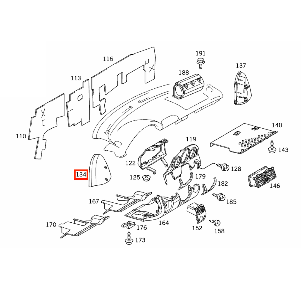Mercedes-Benz Armaturenbrett Seitenabdeckung R170 Chrysler Crossfire NEU – A1706890183 – Ansicht 5