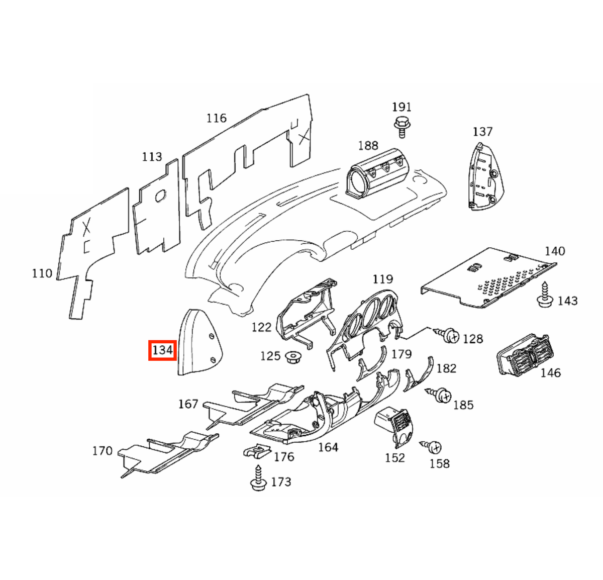 Mercedes-Benz Armaturenbrett Seitenabdeckung R170 Chrysler Crossfire NEU – A1706890183 – Ansicht 5