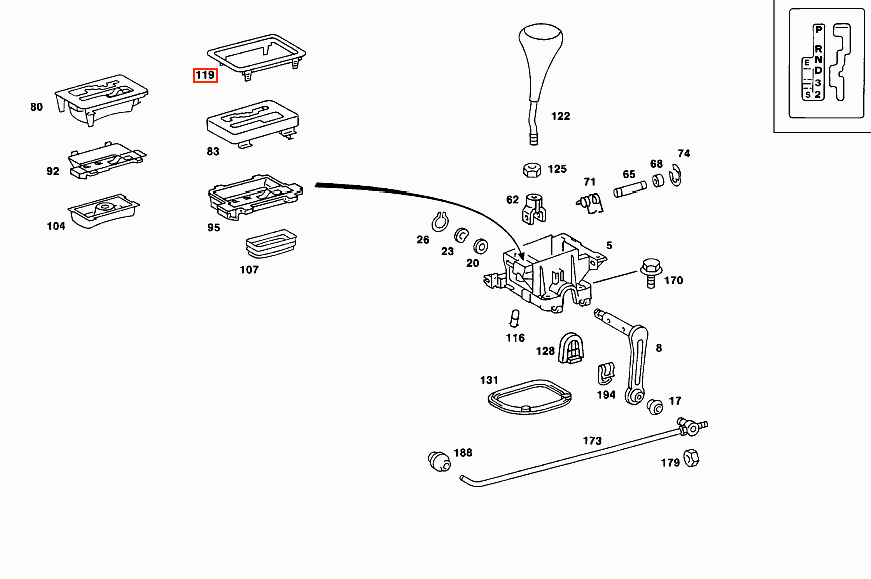 Mercedes-Benz W201 Zahnrad Schalthebel Umrandung Zierleiste Schwarz – A2012670088 – Ansicht 4