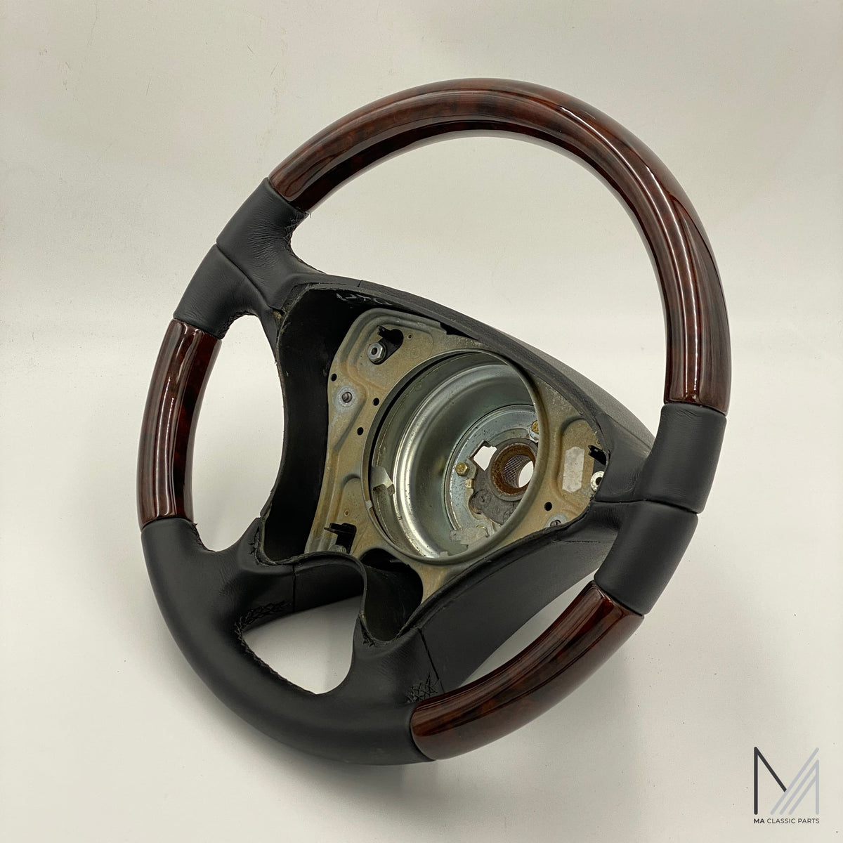 Mercedes Benz Lederlenkrad Wurzelholz 3-tlg. R129 W124 W208 W202 R170 – Ansicht 3