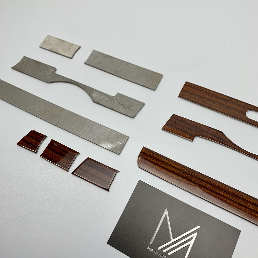 Holzleisten Armaturenbrett Set Zebrano R107 W107 EU & US Modell NEU – Ansicht 3