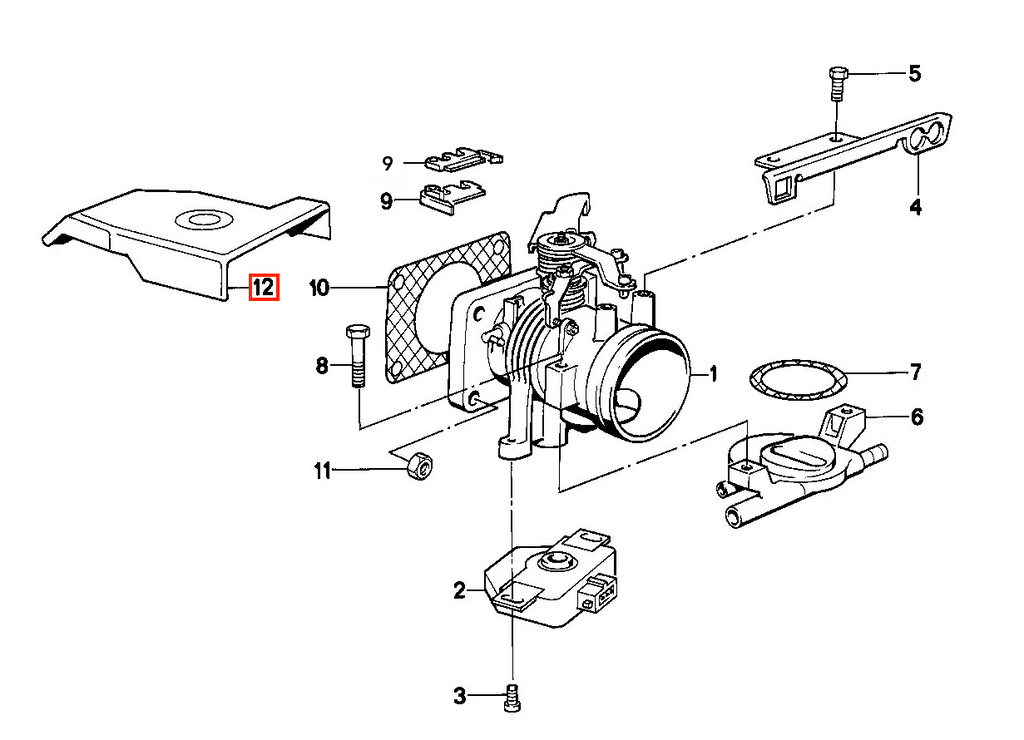 BMW E30 M40 Motor Throttle Abdeckung Schwarz – Ansicht 4