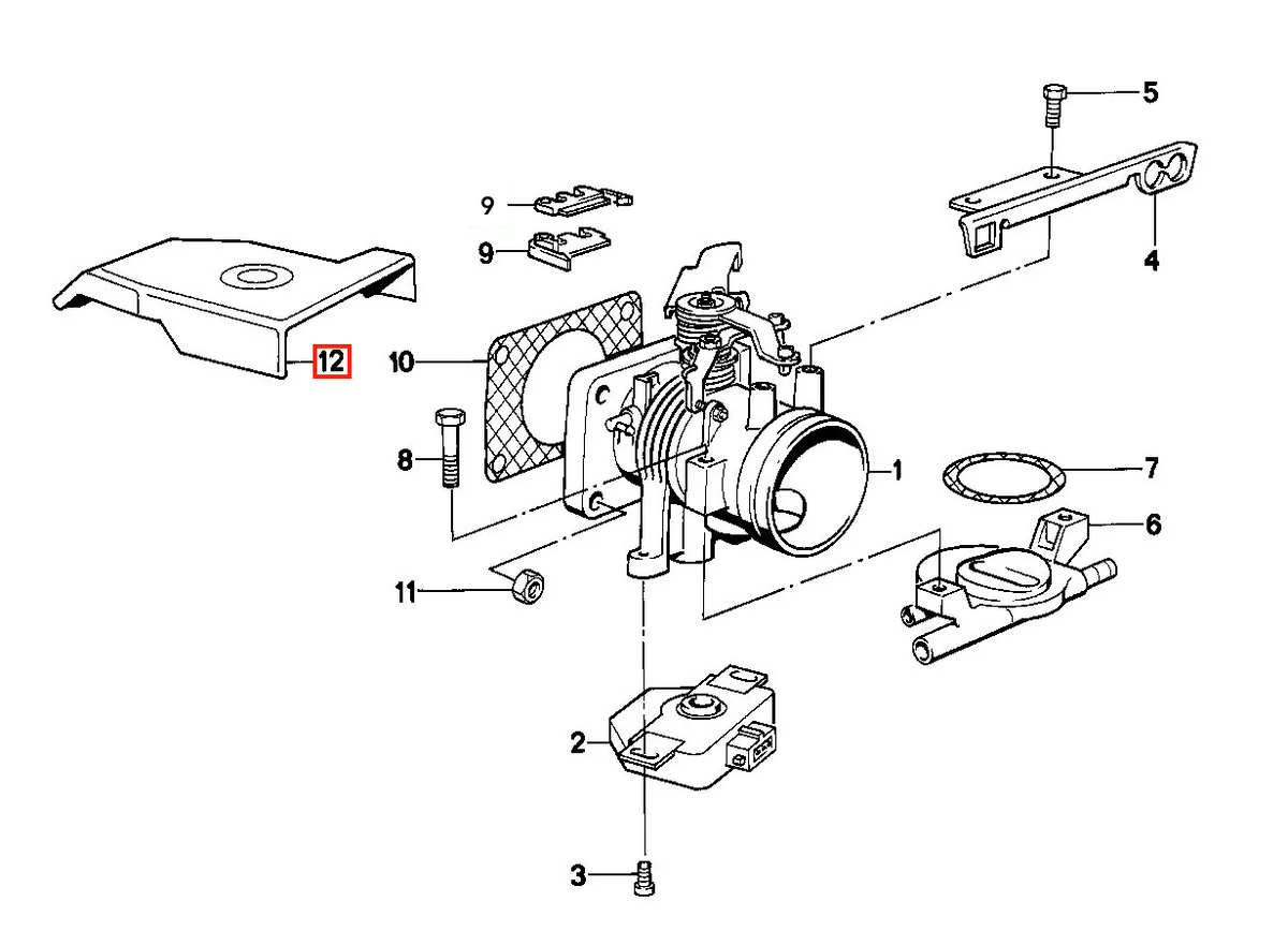 BMW E30 M40 Motor Throttle Abdeckung Schwarz – Ansicht 4