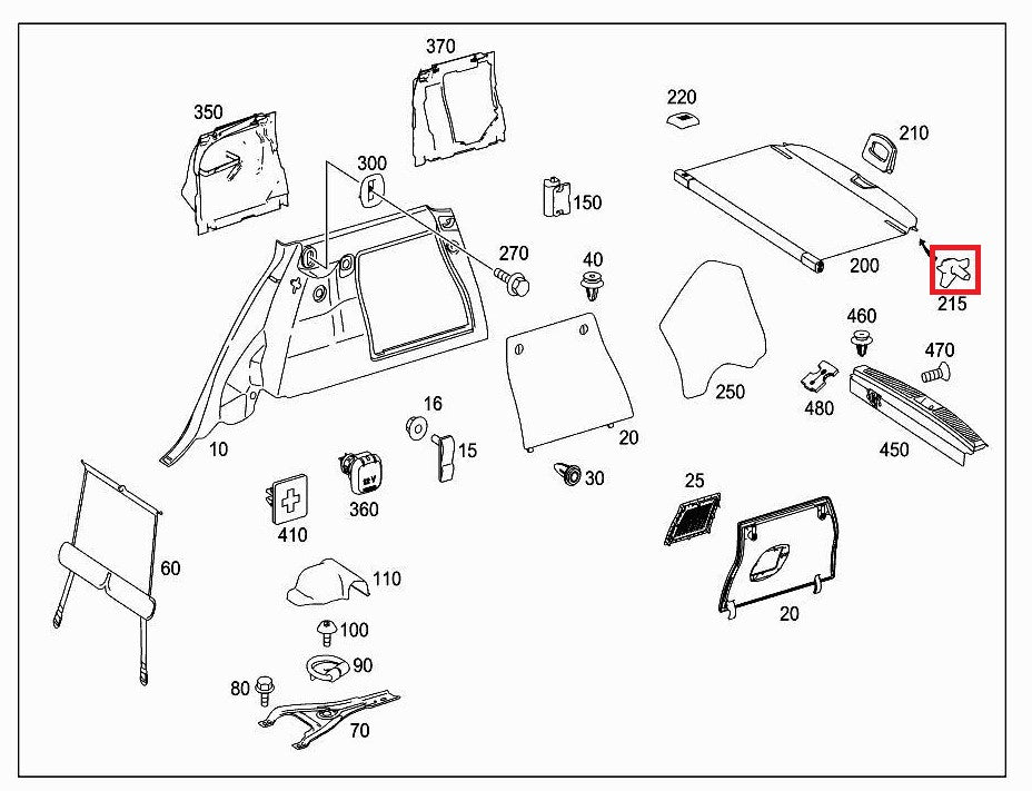 Mercedes-Benz W164 Hinten Hutablage Abdeckung Clip Set von 2 li. u. re. 9051 – A1648120201 – Ansicht 3