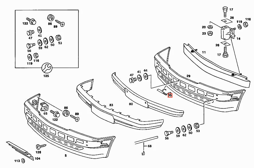 Mercedes-Benz W201 Abschlepphaken Frontstoßstange – A2018800505 – Ansicht 4