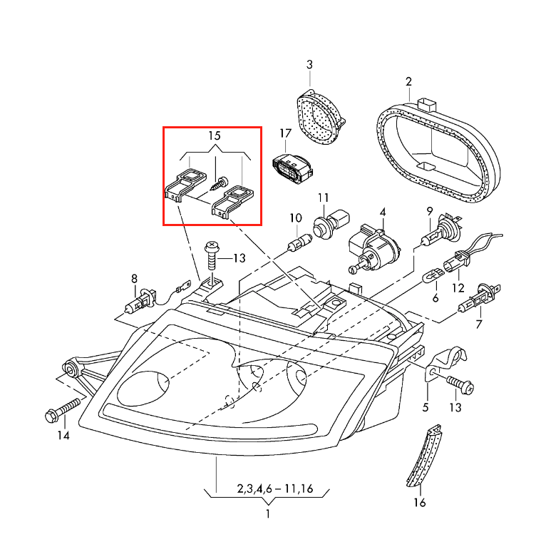 Audi TT Reparaturset Scheinwerfer Headlamp Befestigung Halterung – Ansicht 3