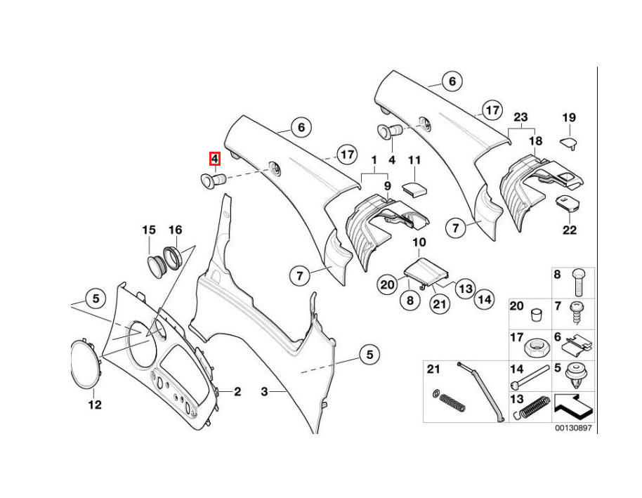 BMW E46 Wind Abweiser Halterung li. u. re. – Ansicht 14