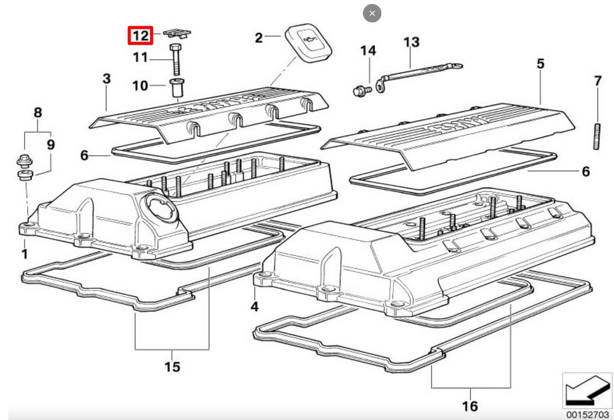 BMW Abdeckkappen Ventildeckelschrauben 4er-Satz E31 E32 E34 E38 E39 X5 NEU – Ansicht 4